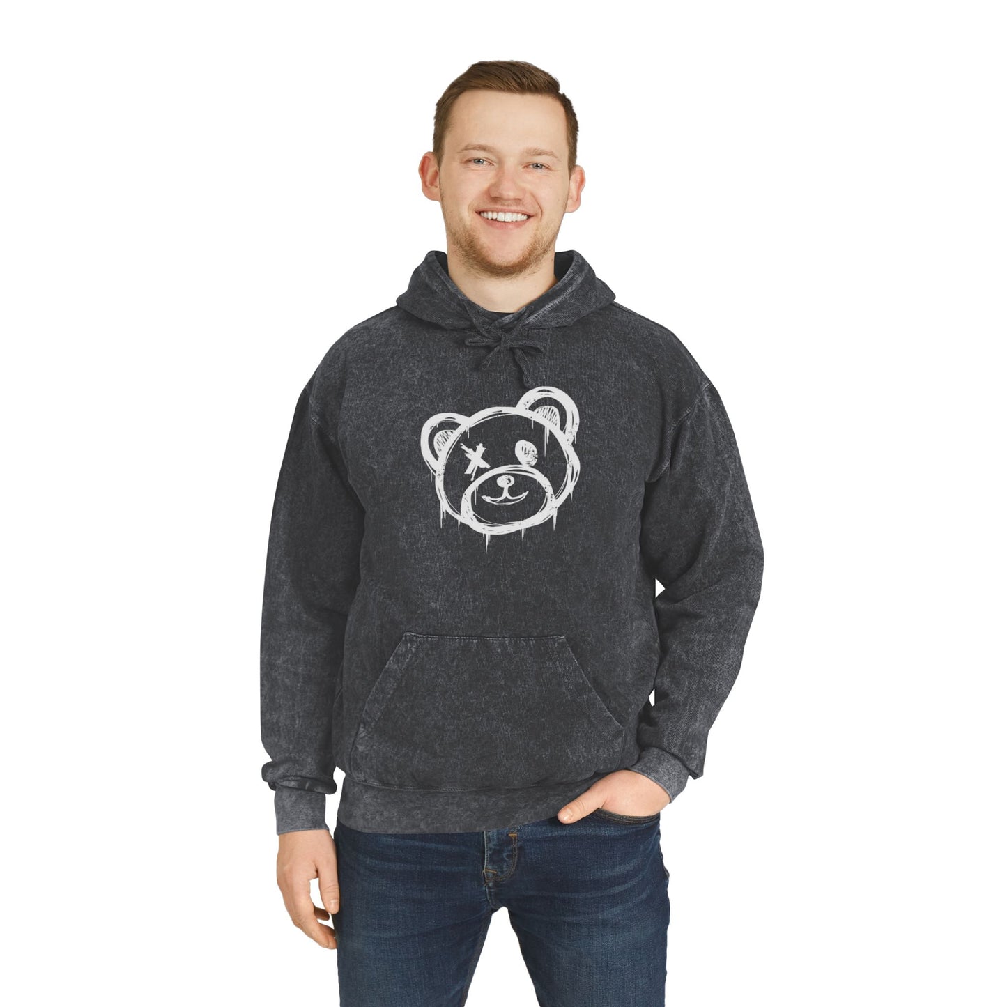 I Love Bear Reactz Unisex Mineral Wash Hoodie (Heart Clawed Heart)