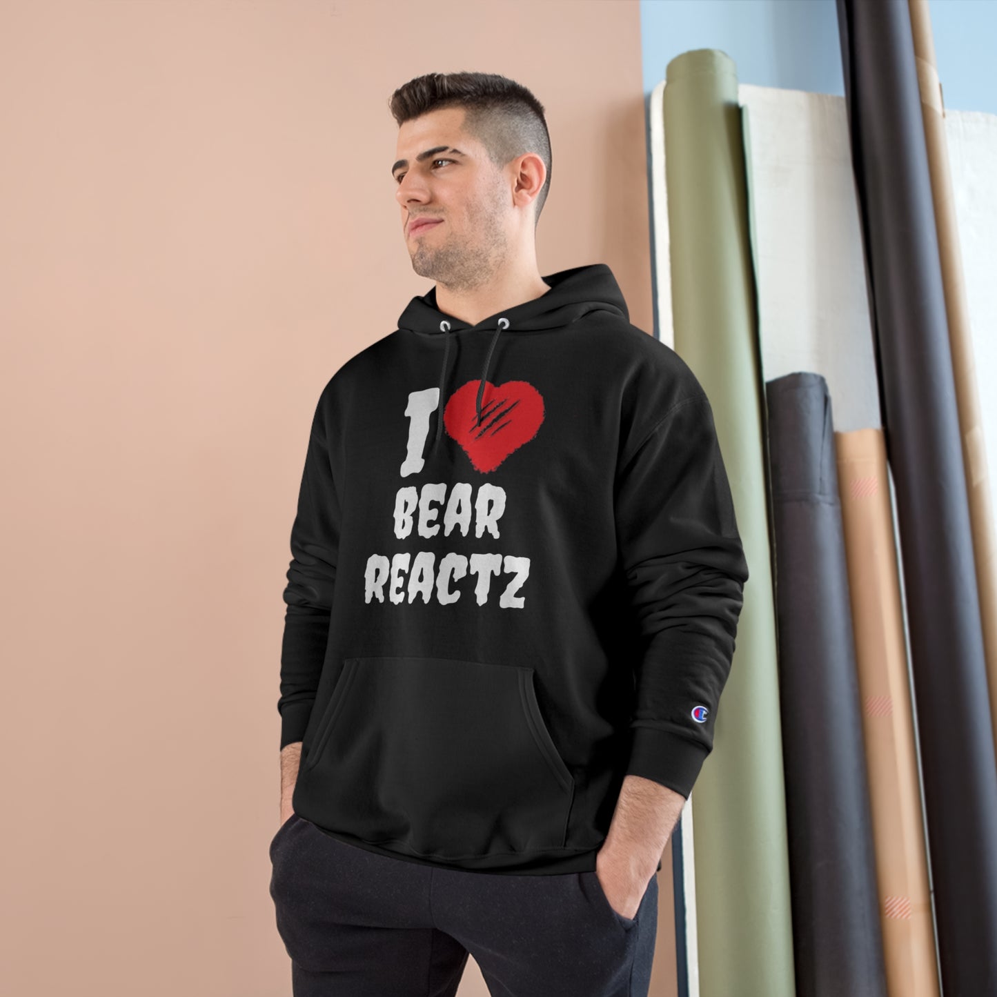 I Love Bear Reactz Hoodie (Bear Clawed Heart) Champion X Bear Reactz