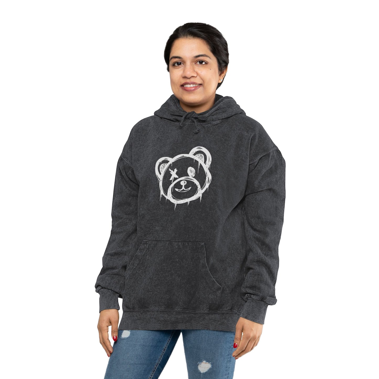 I Love Bear Reactz Unisex Mineral Wash Hoodie (Heart Clawed Heart)