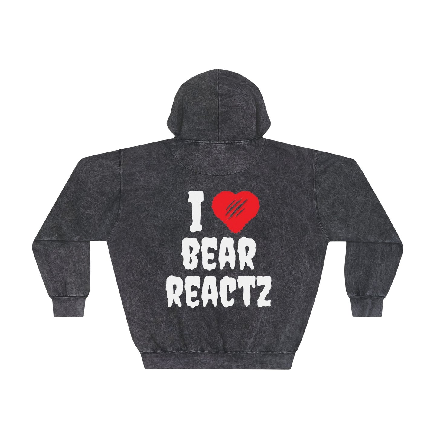 I Love Bear Reactz Unisex Mineral Wash Hoodie (Heart Clawed Heart)