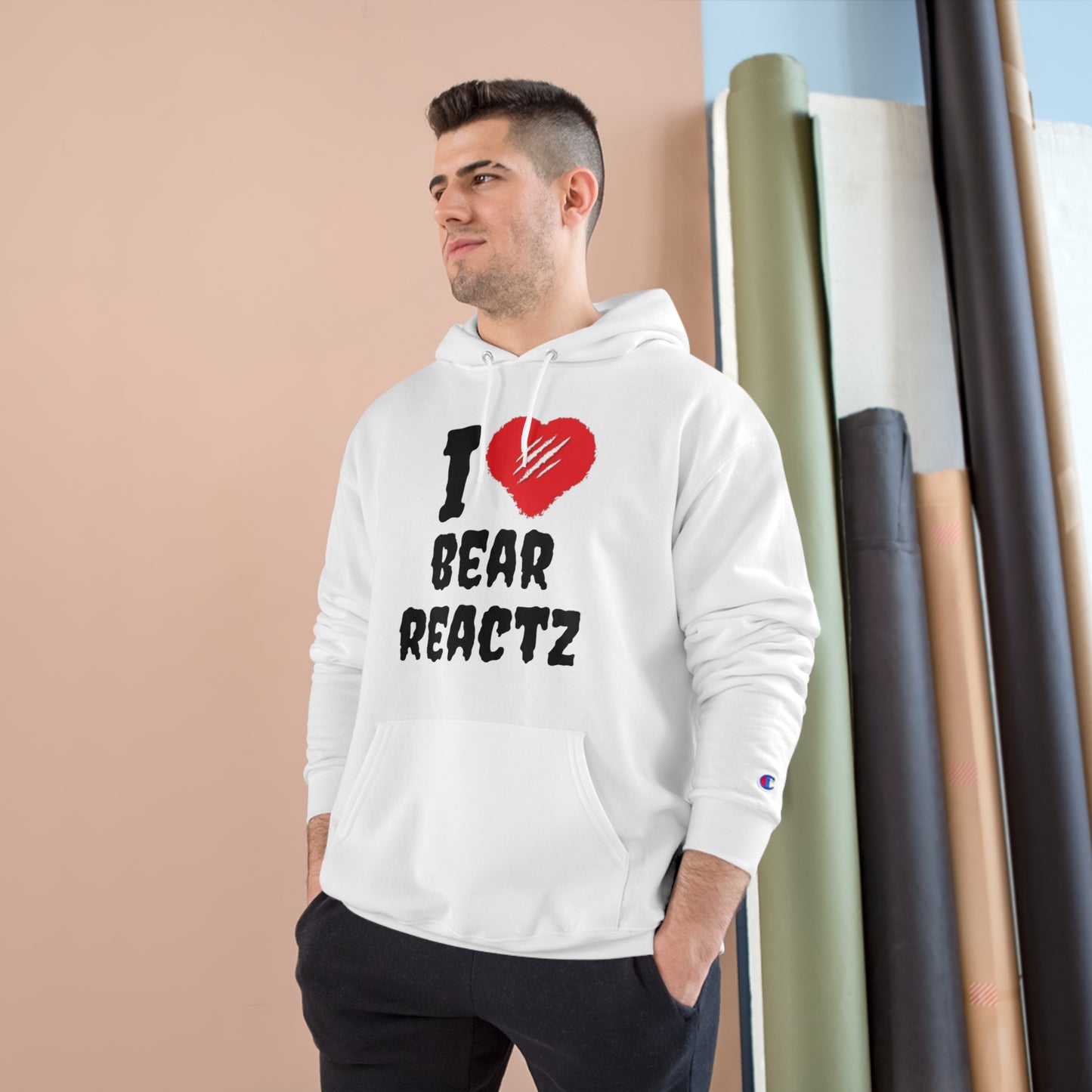 I Love Bear Reactz Hoodie (Bear Clawed Heart) Champion X Bear Reactz