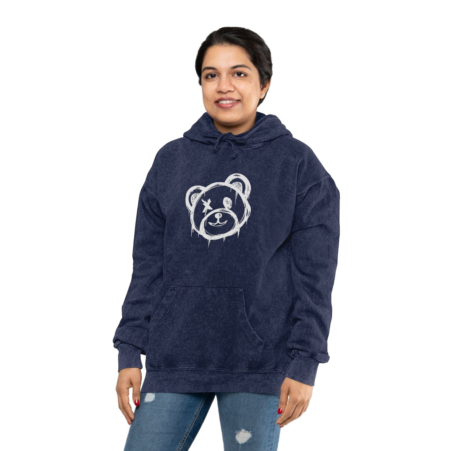 I Love Bear Reactz Unisex Mineral Wash Hoodie (Heart Clawed Heart)