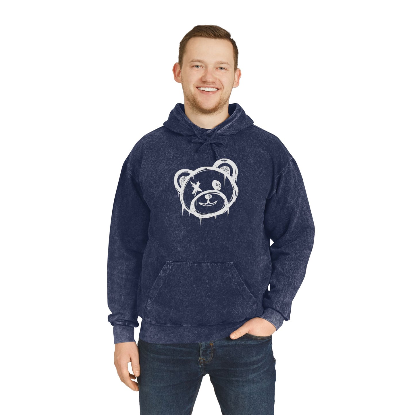 I Love Bear Reactz Unisex Mineral Wash Hoodie (Heart Clawed Heart)