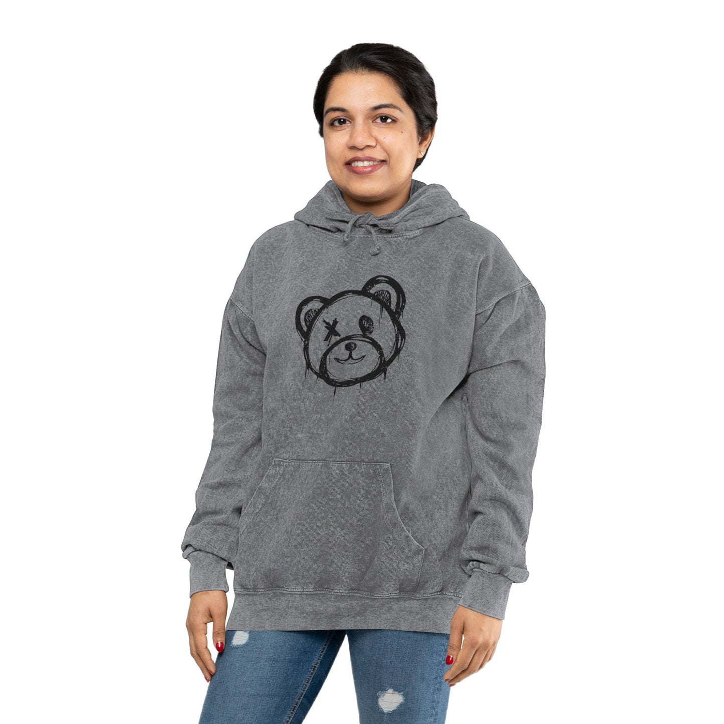 I Love Bear Reactz Unisex Mineral Wash Hoodie (Heart Clawed Heart)