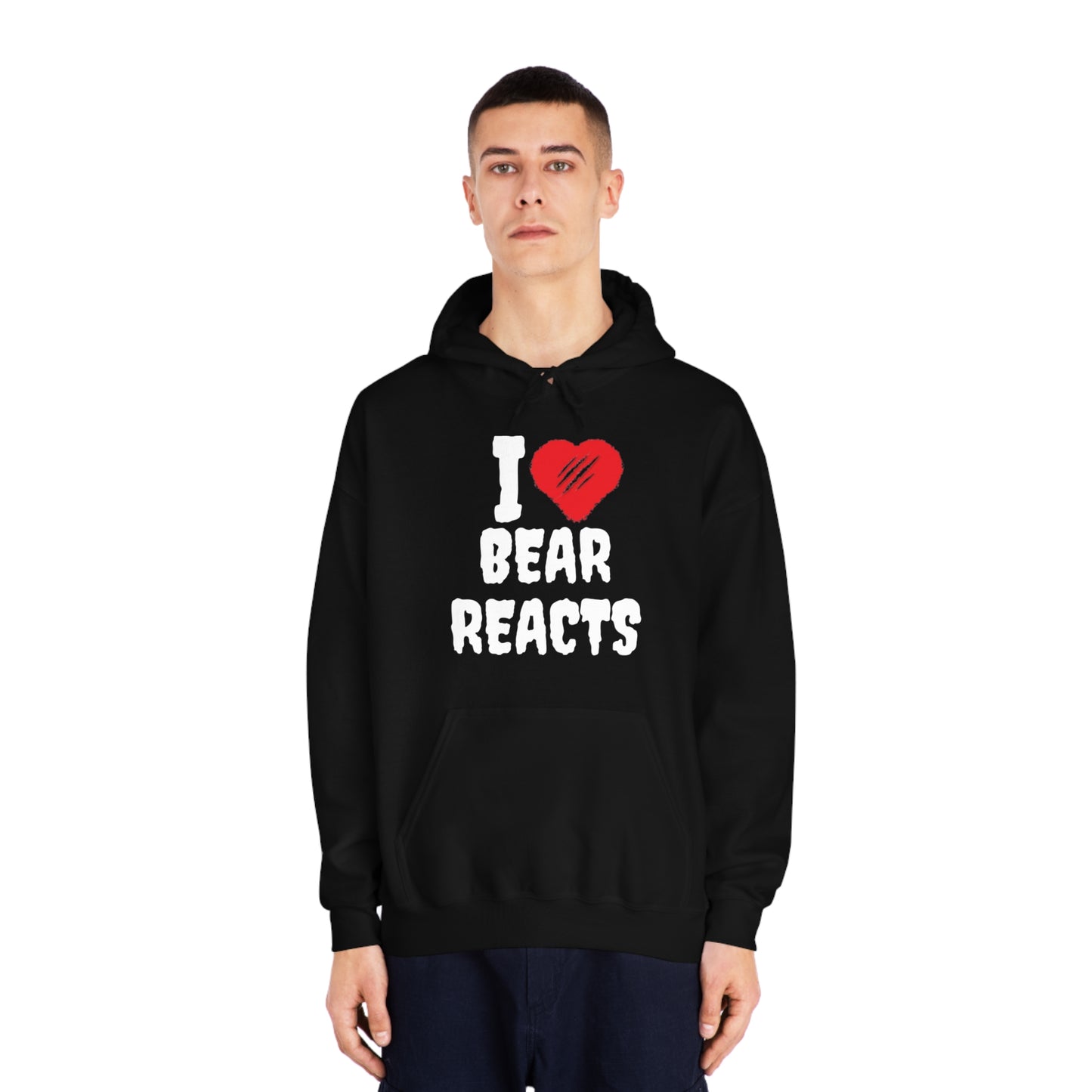 I Love Bear Reacts Cozy Hoodie (Clawed Bear Heart)