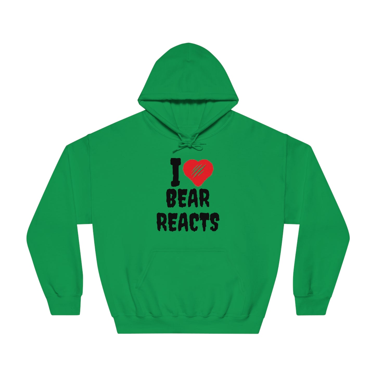 I Love Bear Reacts Cozy Hoodie (Clawed Bear Heart)