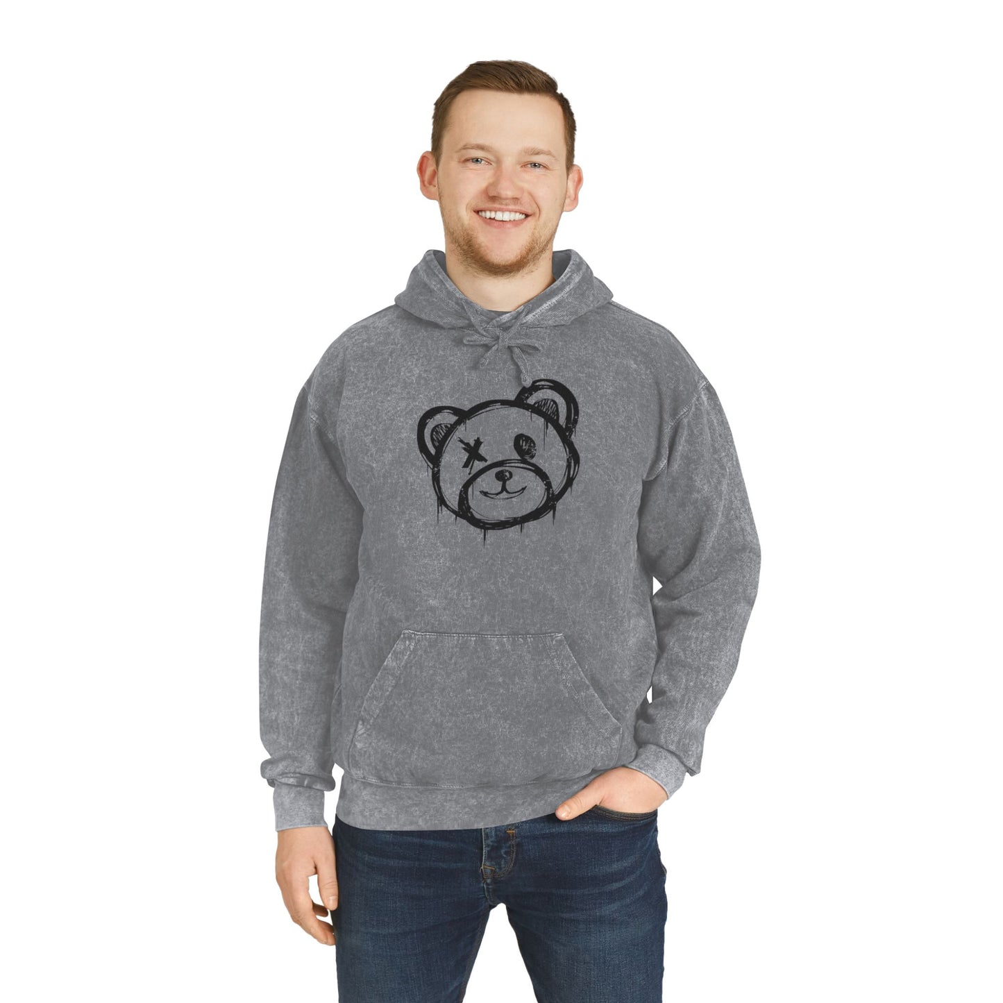 I Love Bear Reactz Unisex Mineral Wash Hoodie (Heart Clawed Heart)