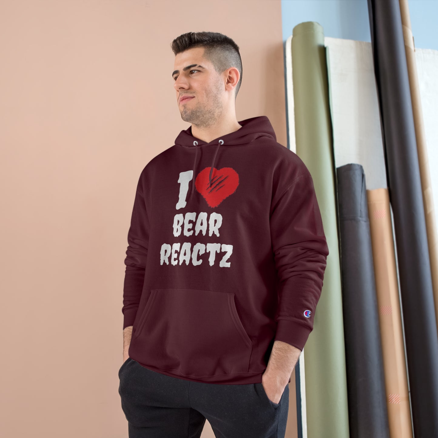 I Love Bear Reactz Hoodie (Bear Clawed Heart) Champion X Bear Reactz