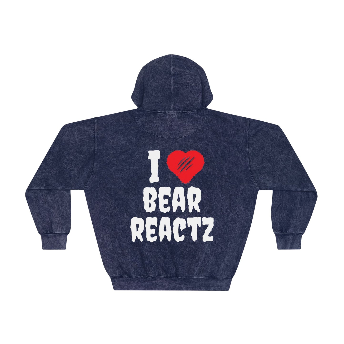 I Love Bear Reactz Unisex Mineral Wash Hoodie (Heart Clawed Heart)