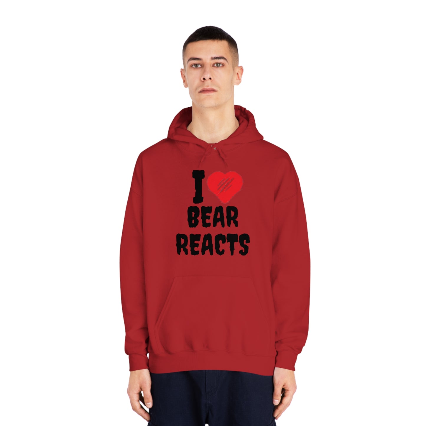 I Love Bear Reacts Cozy Hoodie (Clawed Bear Heart)