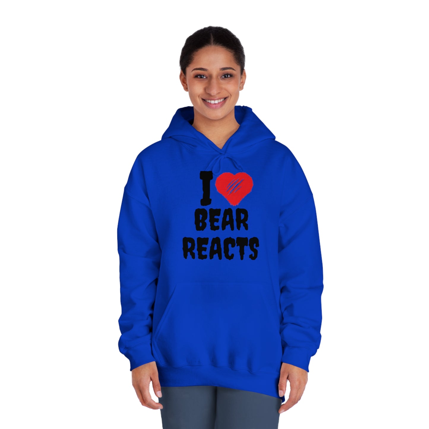 I Love Bear Reacts Cozy Hoodie (Clawed Bear Heart)