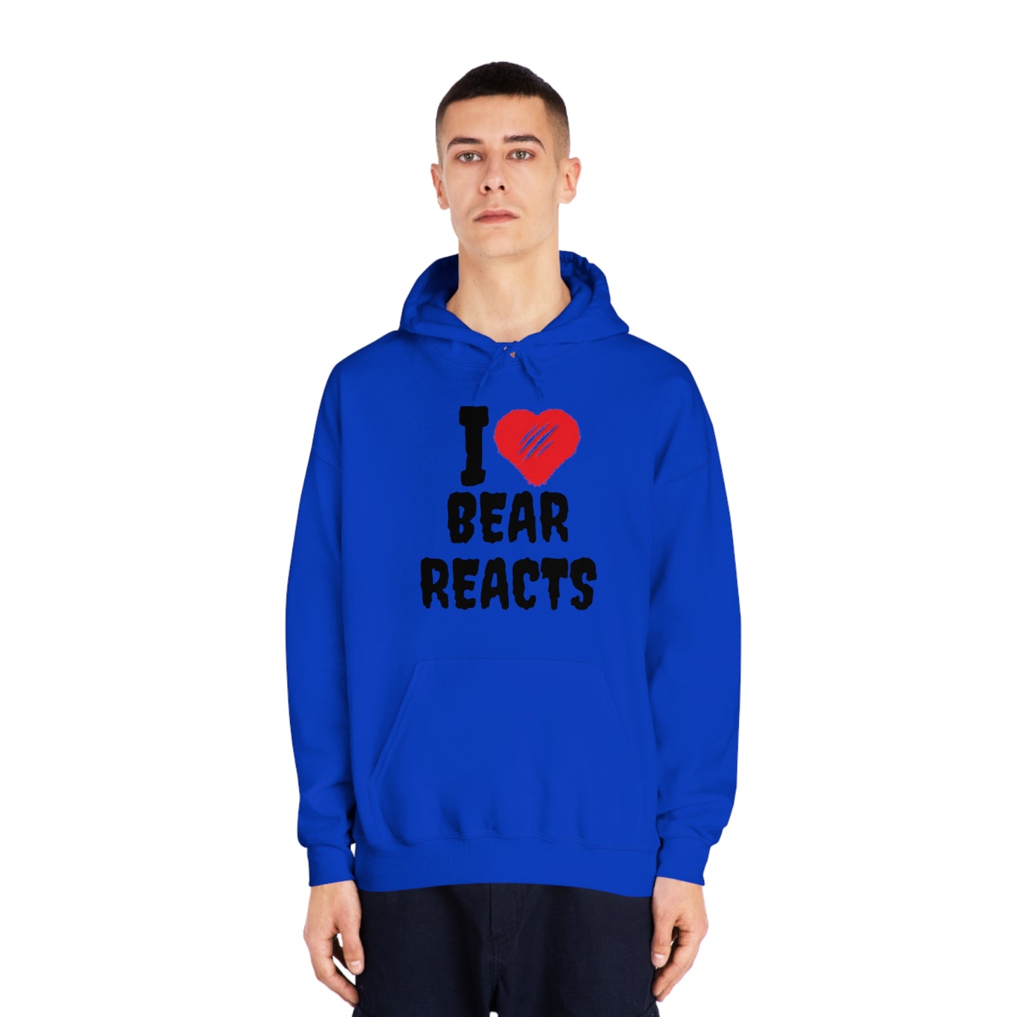 I Love Bear Reacts Cozy Hoodie (Clawed Bear Heart)