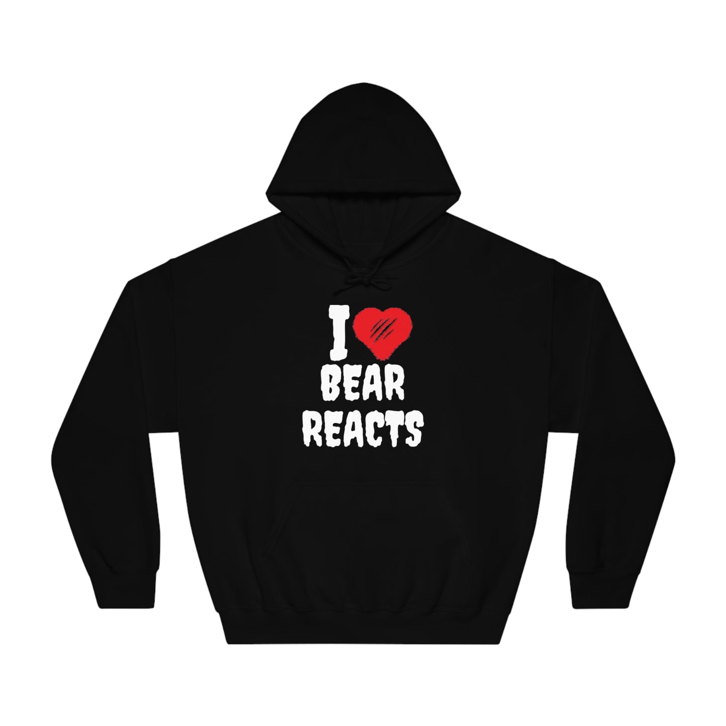 I Love Bear Reacts Cozy Hoodie (Clawed Bear Heart)